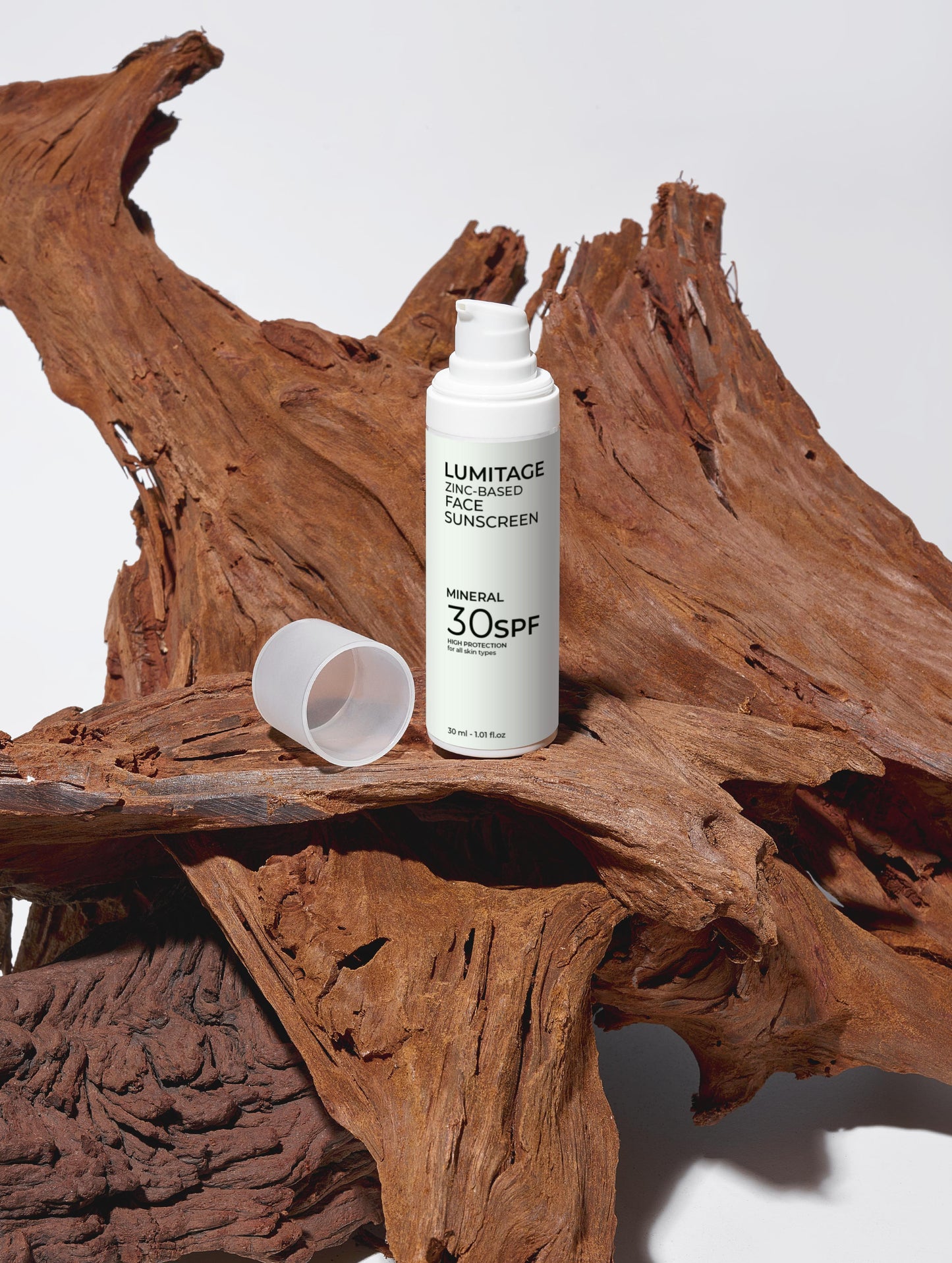 Lumitage Sunscreen - Our sunscreen in a new red wood environment.